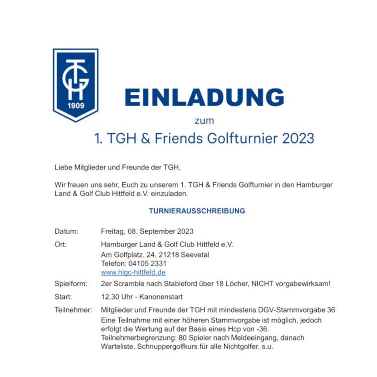 1. TGH & Friends Golfturnier 2023