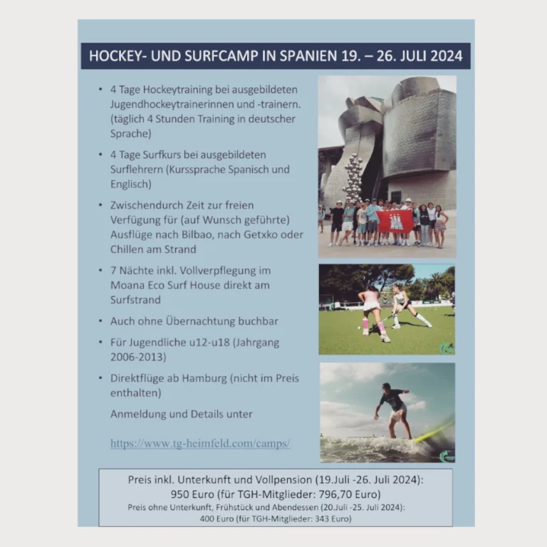 Mehr Kontingente für unser Surf- und Hockeycamp 2024