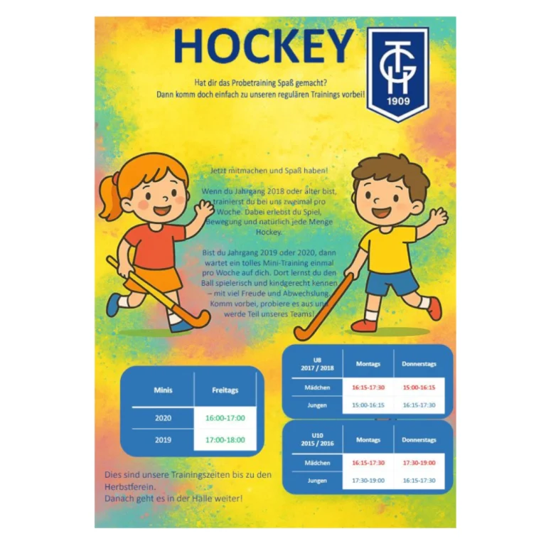 Dir hat das Probetraining Spaß gemacht? Dann ab zum nächsten Training! 🏑